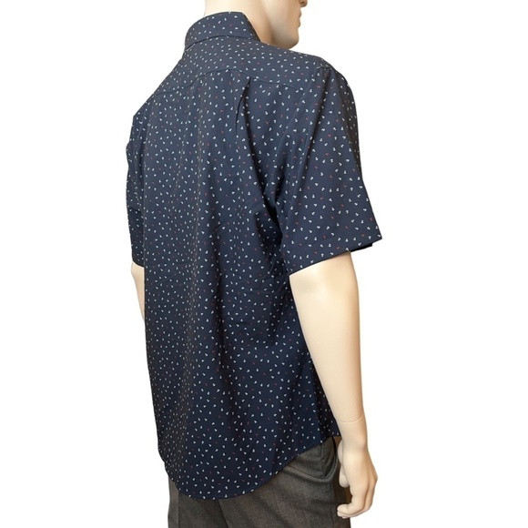 Rugby University Shirt Button Front Short Sleeve Nautical theme Anchors - Picture 3 of 10